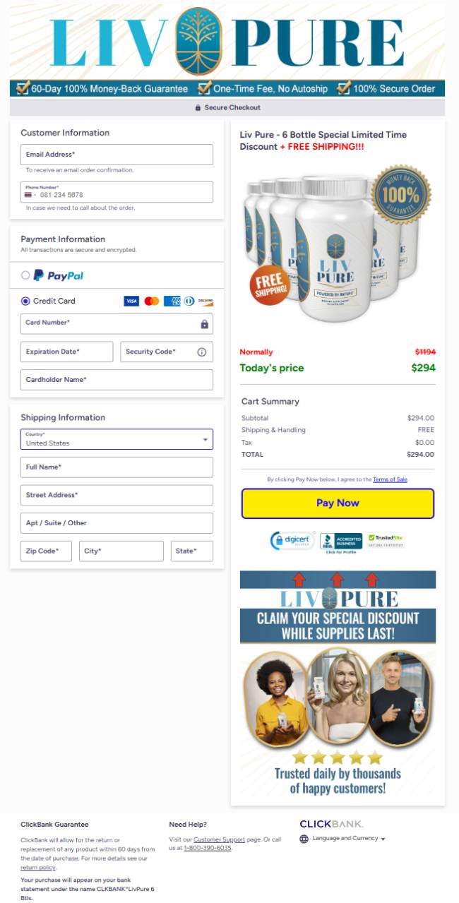 Liv Pure Secure Order Page Safe